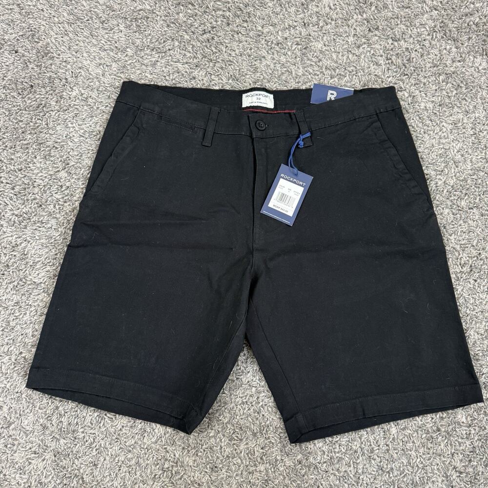 Rockport Mens Motion Chino Black Short Stretch-Flex Cotton Size 32